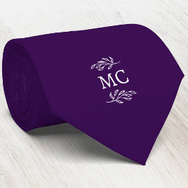 Gravata Crista de Inicial de Monograma Folha Botânica Roxo