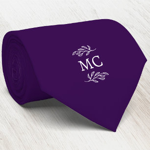 Gravata Crista de Inicial de Monograma Folha Botânica Roxo