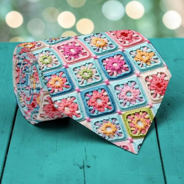 Gravata Crochet Granny Square dos Anos 70 (Criador carregado)