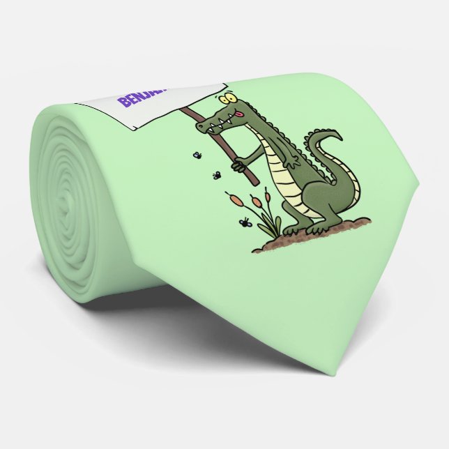 Gravata Crocodilo engraçado, alinhador com cartoon (Rolled)