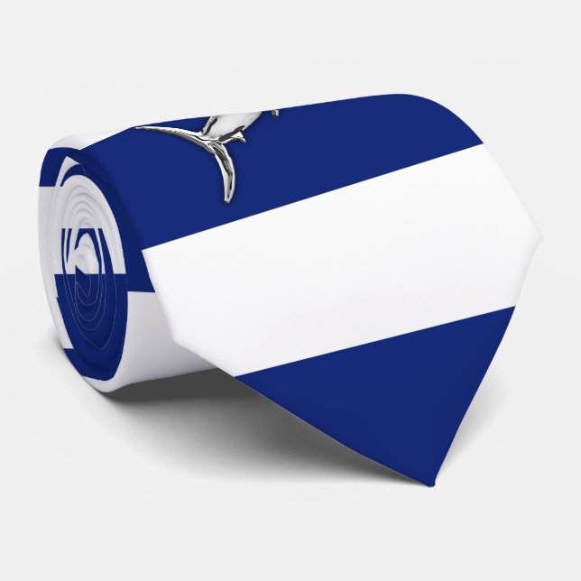 Gravata Cromo do espadarte do espadim em listras náuticas (Rolled)