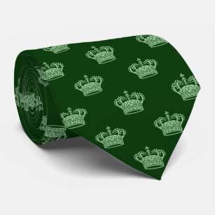 Gravata Crown 01 - Verde Desbotado em Verde Floresta Escur