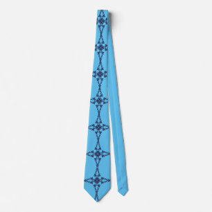 Gravata Cruz Cristã com Ornamentação Azul