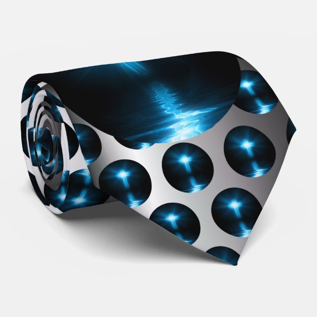 Gravata Cruz cristã na luz azul (Rolled)