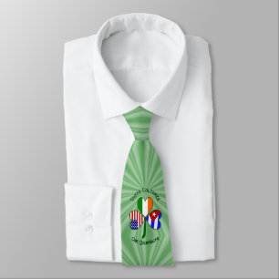 Gravata Cuban Irish American Flags Shamrock Your Name