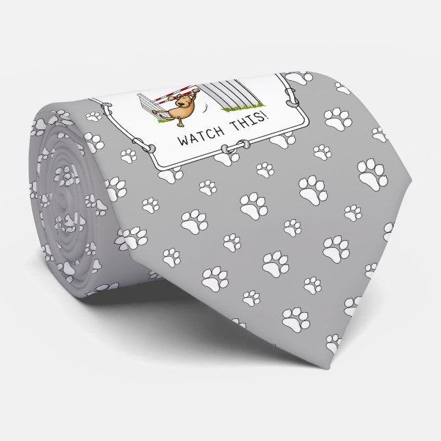 Gravata Cuidado! Cachorro - Cachorro agilidade engraçado b (Rolled)