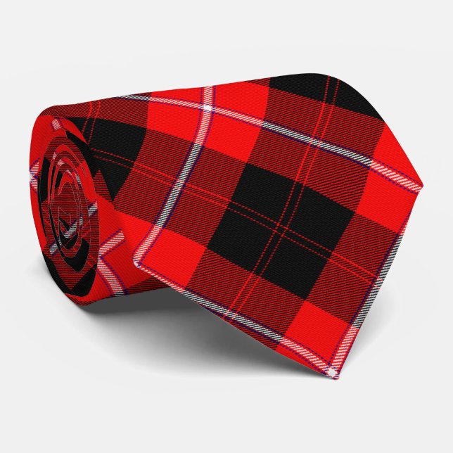 Gravata Cunningham Clan Tartan Red Black (Rolled)