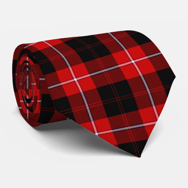 Gravata Cunningham Tartan Red Xadrez Negra (Rolled)