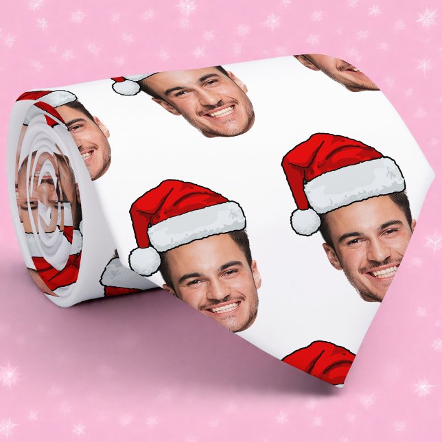 Gravata Custom Face Photo Santa Hat Christmas (Criador carregado)