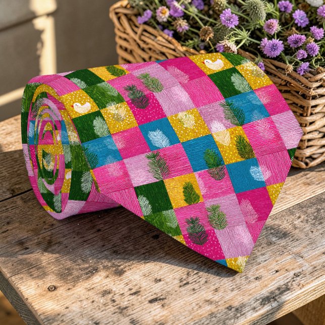 Gravata Customizada com Padrão de Patchwork Colori (Criador carregado)