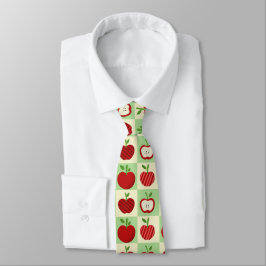 Gravata Cute Apple Pattern Green Fall Check Farmhouse