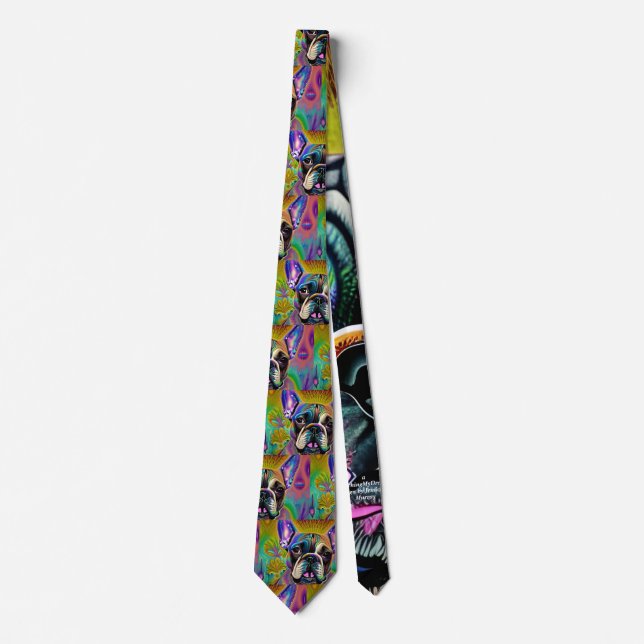 Gravata Cute Brindle French Bulldog Necktie (Frente)