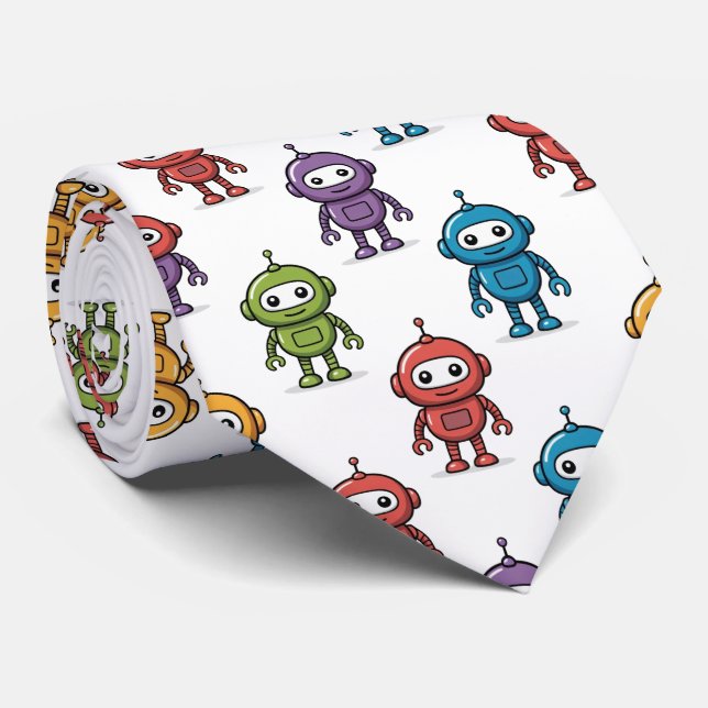 Gravata Cute Colorful Robot Pattern (Rolled)