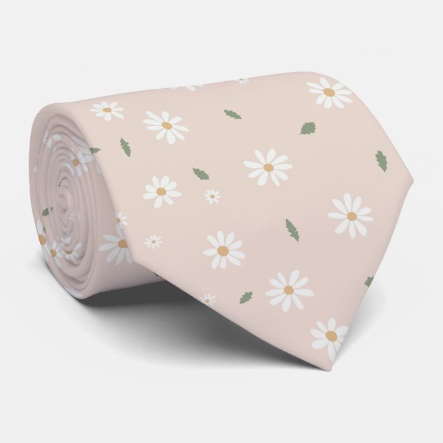 Gravata Cute Daisies Floral Blossoms & Greenery (Rolled)