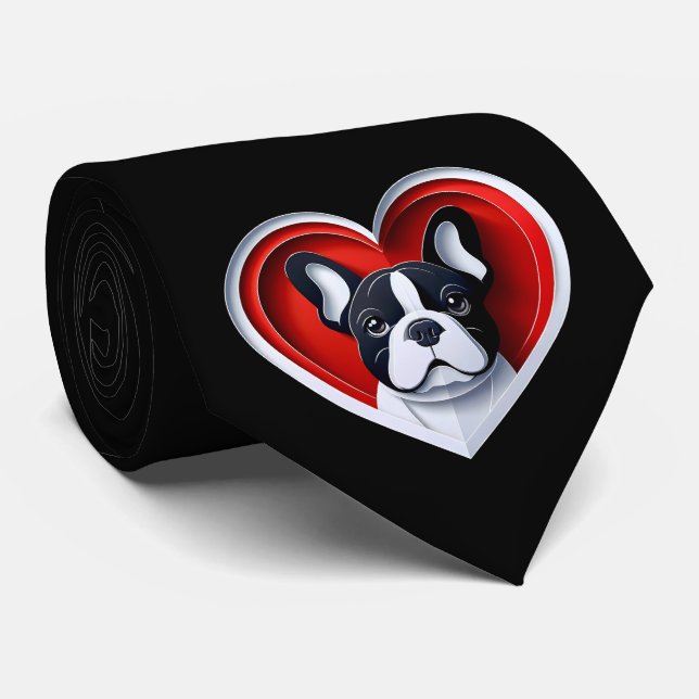 Gravata Cute French Bulldog Heart Frenchie Dad Dog Lover (Rolled)