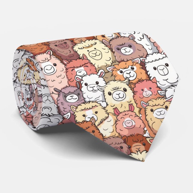 Gravata Cute Funny Alpaca Llama Neck Tie (Rolled)