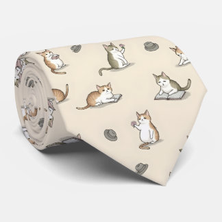 Gravata Cute Literary Cats Reading Books