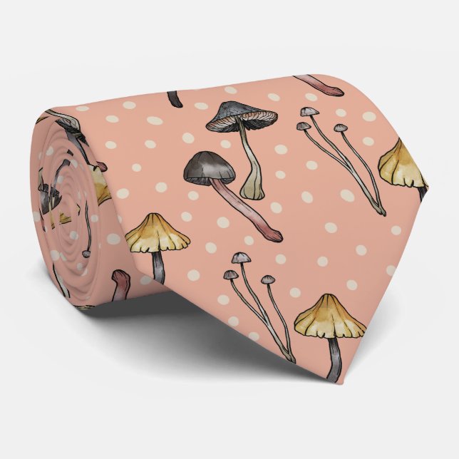 Gravata Cute Mushroom Fungi Pattern Neck Tie (Rolled)