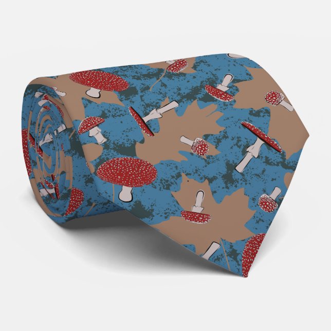 Gravata Cute Mushroom Fungi Pattern Neck Tie (Rolled)