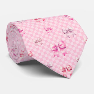 Gravata Cute Pink Ribbon and Gingham Sweet Girly Pattern