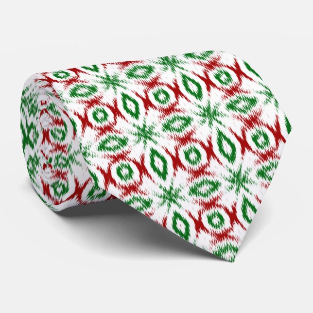 Gravata Cute Quirky Cabincore Minimalista de Natal Ikat (Rolled)
