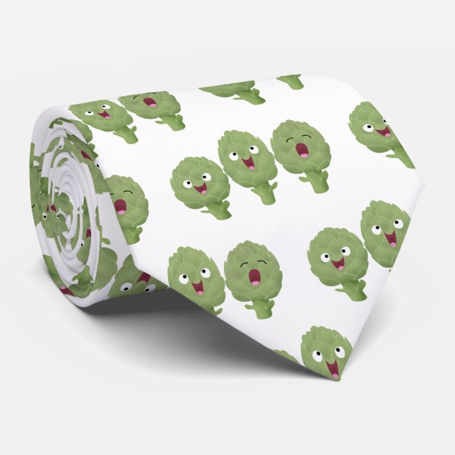 Gravata Cute singing artichokes vegetable cartoon (Rolled)