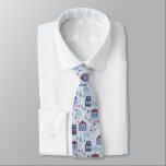 Gravata Cute Winter Village Neighborhood Christmas Neck Ti<br><div class="desc">Cute winter neighborhood Christmas scene with homes,  stars,  trees,  Seasons Greetings,  Happy Holidays and Noel. Classy church or business attire tie,  and we also have it in a matching mask!</div>