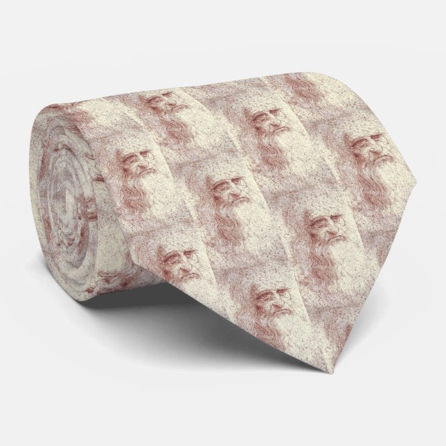 Gravata Da Vinci Sketch Renaissance Art (Rolled)
