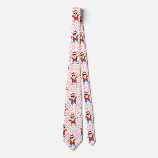 Gravata Dabbing Beach Santa Claus em uma camisa Aloha com  (Frente)
