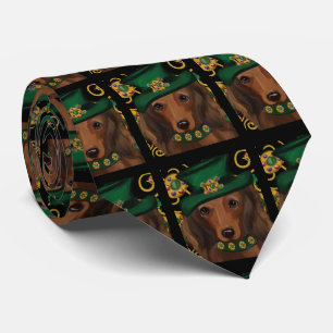 Gravata Dachshund de Cabelo Longo Vermelho