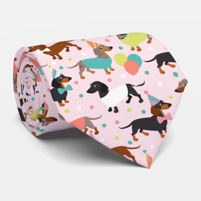 Gravata Dachshund Party Neck Tie (Rolled)