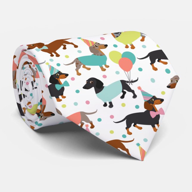 Gravata Dachshund Party Neck Tie (Rolled)