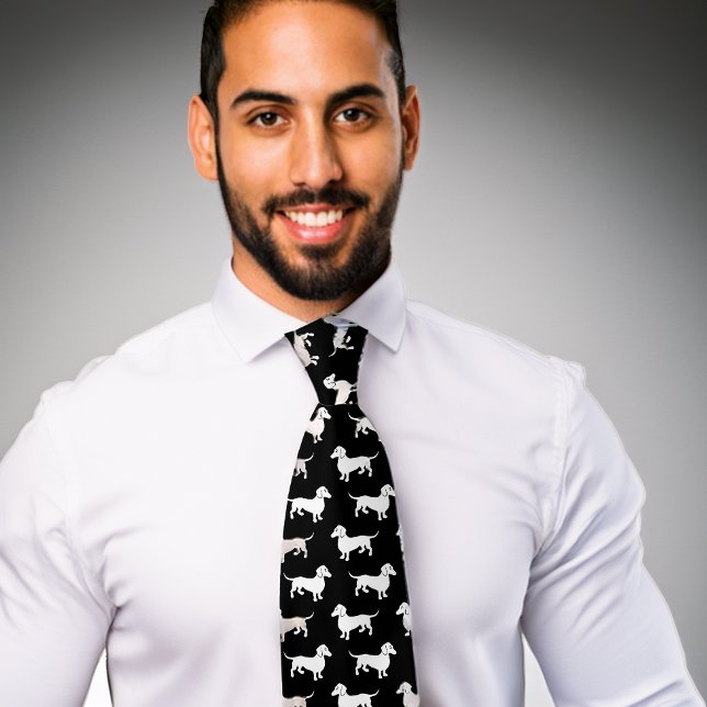 Gravata Dachshund Pattern Black Tie Doxie Dog (Criador carregado)