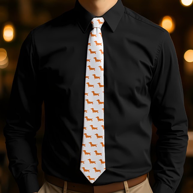 Gravata Dachshund Pattern Cute Wiener Impressão (Dachshund Pattern Cute Wiener Dog Print Neck Tie.Ideal for casual events, dog-themed parties.)