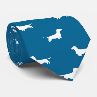 Gravata Dachshund Silhouettes Padrão Wiener Cães Azul