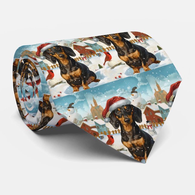 Gravata Dachshund Winter Wonderland Natal Joy (Rolled)