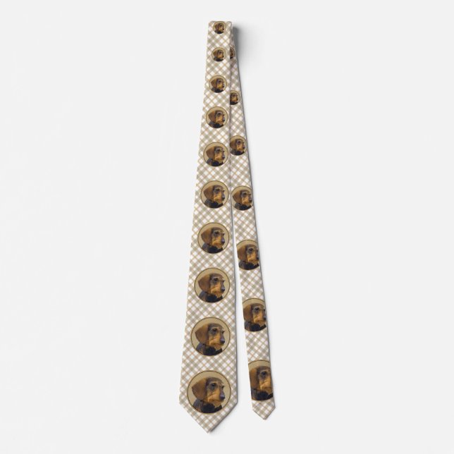 Gravata Dachshund (Wirehaired) Pintura Original para Cacho (Frente)