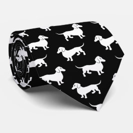 Gravata Dachshunds por todo o lado em preto e branco