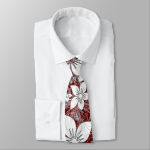 Gravata Dacil Floral Scroll em Vermelho