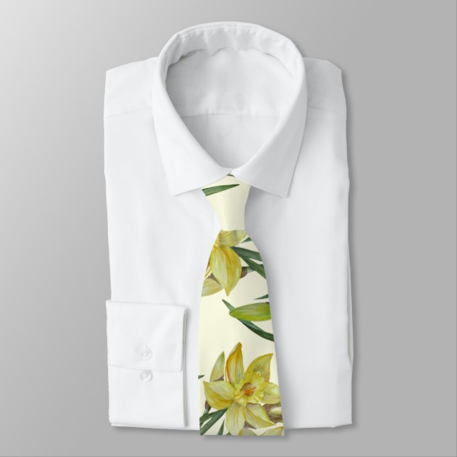 Gravata Daffodils De Aquarela Ilustração De Retrato De Flo (Amarrado)