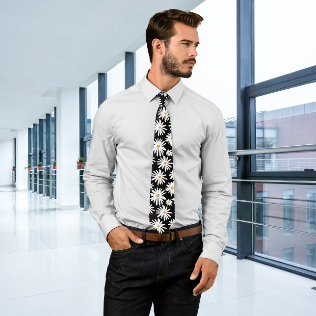 Gravata Daisies Black Personalize Inicial (Criador carregado)