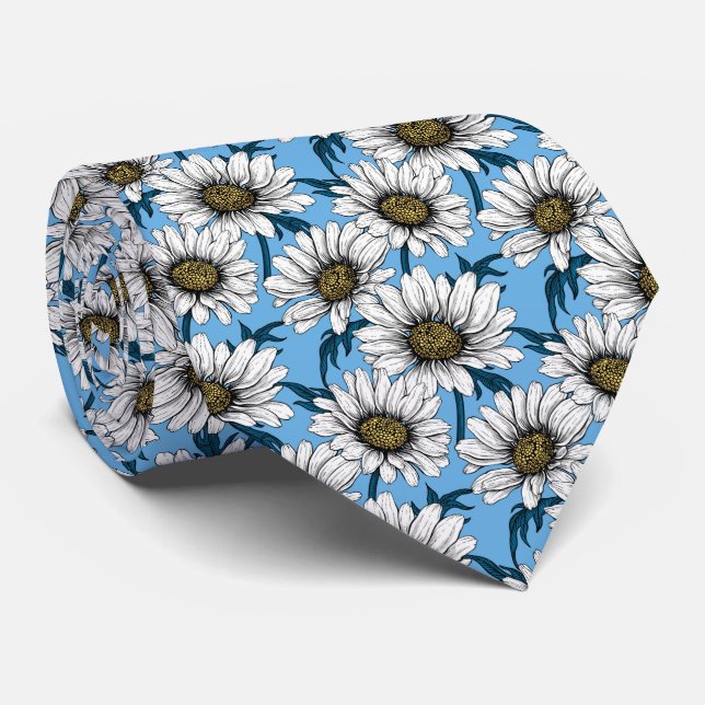 Gravata Daisies, flores silvestres em azul (Rolled)