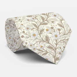 Gravata Daisies in white and brown on off white