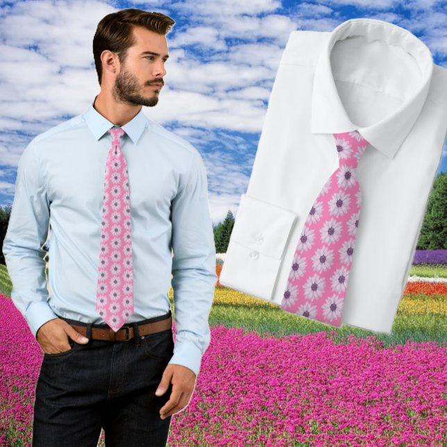 Gravata Daisy Pink Floral Tie (Criador carregado)