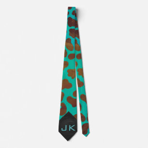 Gravata Dalmácia Brown e Teal Impressão Tie