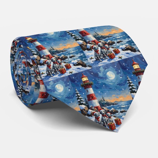 Gravata Dalmatian Christmas Lighthouse Holiday (Rolled)