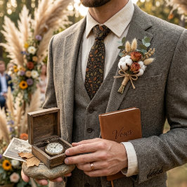 Gravata Damasceno Folha de Carvalho Marrom Escuro