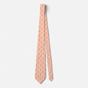 Gravata Damask - Peach on White