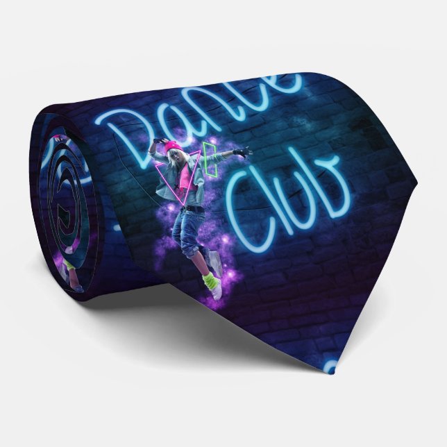 Gravata Dance Club Com Dançarino E Neon Sinal Necktie (Rolled)