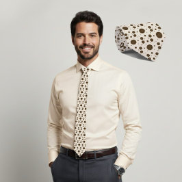 Gravata Dark Brown Micro Floral Beige Tie